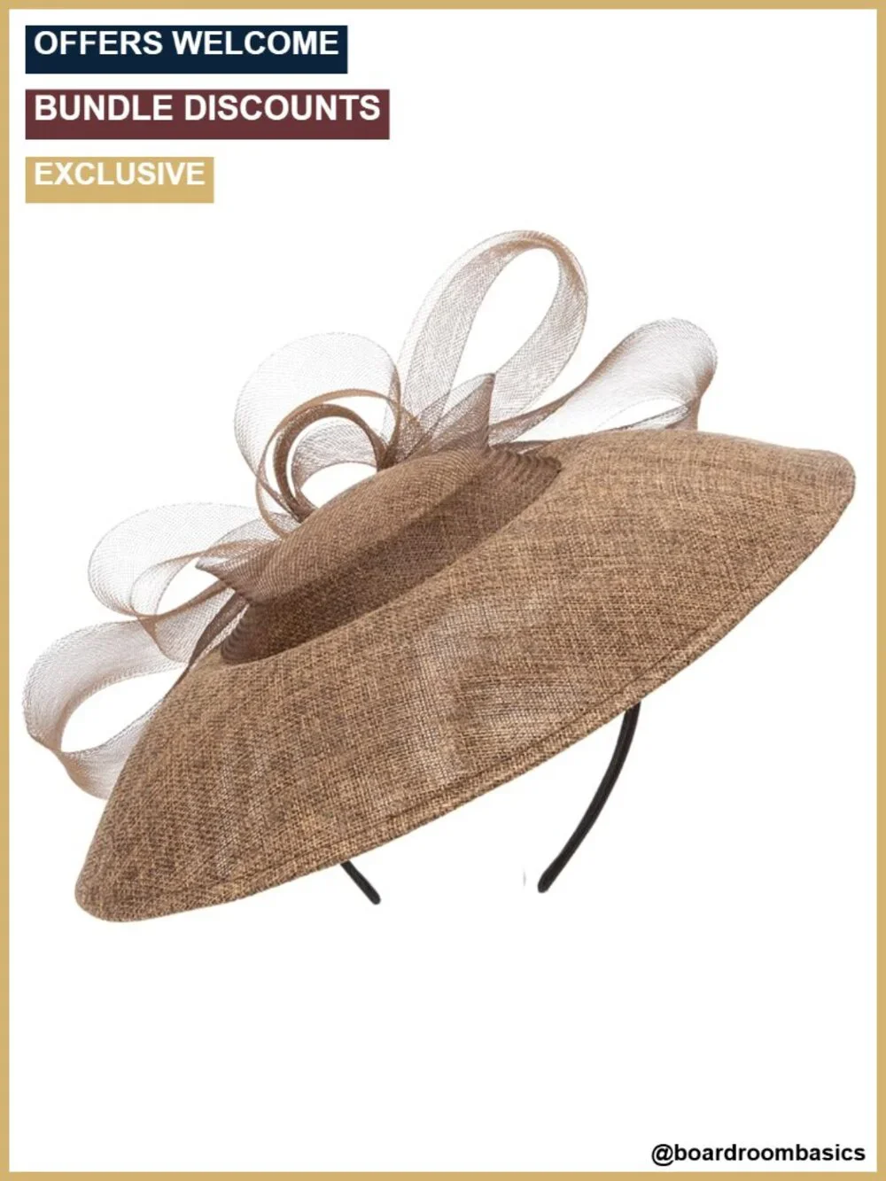 Wide Brim Fascinator Hat Women Detachable Headband Clip Derby Church